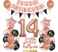 decoración 14 Años cumpleaños Globos Rosa Oro negro,decoracion tarta cumpleaños 14 años niña,decoracion Globos 14 cumpleaños niña Rosa Oro ,deco cumpleaños 14 años niña,cumpleaños 14 Globos negro