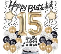 Decoracion 15 Años Cumpleaños Champagne Oro, Globos 15 Años Cumpleaños Niño Niña, 15 Años Decoracion Cumpleaños Oro Negro, Decoracion Fiesta 15 Cumpleaños, Globos 15 Cumpleaños Oro, 15 Años Globos