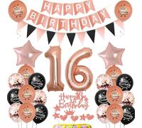 decoración 16 Años cumpleaños Globos Rosa Oro negro,decoracion tarta cumpleaños 16 años niña,decoracion Globos 16 cumpleaños niña Rosa Oro ,deco cumpleaños 16 años niña,cumpleaños 16 Globos negro