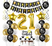Decoracion 21 años cumpleaños Hombre Mujer, Globos 21 cumpleaños oro negro, Decoracion cumpleaños 21 años Hombre globos, Decoracion tarta 21 cumpleaños Hombre Globos cumpleaños 21 años Mujer Deco