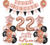 decoración 22 Años cumpleaños Globos Rosa Oro negro,decoracion tarta cumpleaños 22 años decoracion Globos 22 cumpleaños Mujer Rosa Oro ,deco cumpleaños 22 años Mujer,cumpleaños 22 Globos negro