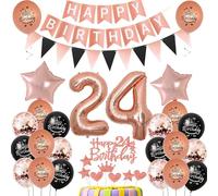 decoración 24 Años cumpleaños Globos Rosa Oro negro,decoracion tarta cumpleaños 24 años decoracion Globos 24 cumpleaños Mujer Rosa Oro ,deco cumpleaños 24 años Mujer,cumpleaños 24 Globos negro
