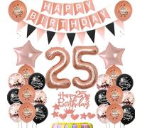 decoración 25 Años cumpleaños Globos Rosa Oro negro,decoracion tarta cumpleaños 25 años decoracion Globos 25 cumpleaños Mujer Rosa Oro ,deco cumpleaños 25 años Mujer,cumpleaños 25 Globos negro