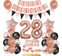 decoración 28 Años cumpleaños Globos Rosa Oro negro,decoracion tarta cumpleaños 28 años decoracion Globos 28 cumpleaños Mujer Rosa Oro ,deco cumpleaños 28 años Mujer,cumpleaños 28 Globos negro