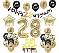 decoracion 28 años cumpleaños hombre mujer, oro negro globos decoracion 28 años cumpleaños hombre, deco cumpleaños 28 años hombre globo 28 años cumpleaños mujer decoracion tarta 28 años cumpleaños