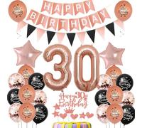 decoración 30 Años cumpleaños Globos Rosa Oro negro,decoracion tarta cumpleaños 30 años decoracion Globos 30 cumpleaños Mujer Rosa Oro ,deco cumpleaños 30 años Mujer,cumpleaños 30 Globos negro