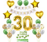 Decoración 30 Cumpleaños, Decoración Globos Mujer 30 Años Oro Verde, Decoración para Tartas 30 Años, Globos de cumpleaños 30 Años, 30 Años Decoracion Cumpleaños, Decoracion cumpleaños 30 Hombre Mujer