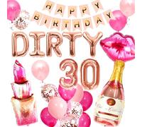 decoración 30 cumpleaños mujer decoración cumpleaños rosa treinta sucios globos pancarta pintalabios globos brillantes balloons labios globo champán balloons corazón