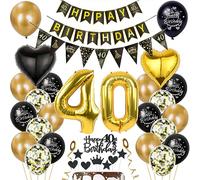 Decoración 40 Años Cumpleaños Oro Hombre Mujer Decoración Negros 40 Años Cumpleaños Globo 40 Oro Negro Decoración 40 Años Mujer Cumpleaños Globos Oro Negro 40 Años Hombre Topper Torta 40 años