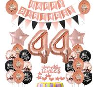 decoración 44 Años cumpleaños Globos Rosa Oro negro,decoracion tarta cumpleaños 44 años decoracion Globos 44 cumpleaños Mujer Rosa Oro ,deco cumpleaños 44 años Mujer,cumpleaños 44 Globos negro