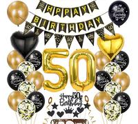 Decoración 50 Años Cumpleaños Oro Hombre Mujer Decoración Negros 50 Años Cumpleaños Globo 50 Oro Negro Decoración 50 Años Mujer Cumpleaños Globos Oro Negro 50 Años Hombre Topper Torta 50 años