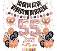 Decoracion 55 Cumpleaños Mujer Rosa Oro, 55 Decoracion Cumpleaños Mujer, Cumpleaños Decoracion 55 Años Rosa Oro Negros Mujer, Fiesta Decoracion 55 Cumpleaños Mujer Globos, 55 Mujer Globo Rosa Oro