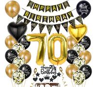 Decoración 70 Años Cumpleaños Oro Hombre Mujer Decoración Negros 70 Años Cumpleaños Globo 70 Oro Negro Decoración 70 Años Mujer Cumpleaños Globos Oro Negro 70 Años Hombre Topper Torta 70 años