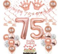 Decoración 75 Cumpleaños Mujer Globos 75 Cumpleaños Mujer Oro Rosa Decoración 75 Años Mujer Globo Oro Rosa Decoración 75 Cumpleaños Oro Rosa 75 Años Cumpleaños Globos Topper de la Torta 75 años