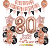 decoración 80 Años cumpleaños Globos Rosa Oro negro,decoracion tarta cumpleaños 80 años decoracion Globos 80 cumpleaños Mujer Rosa Oro ,deco cumpleaños 80 años Mujer,cumpleaños 80 Globos negro