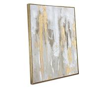 Decoración abstracta dorada para pared, lienzo abstracto enmarcado con lámina dorada y textura para decoración de estilo moderno, listo para colgar