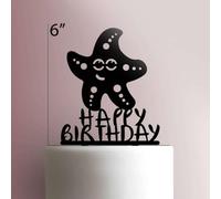 Decoración acrílica para tarta de cumpleaños con estrella de mar, 12,7 cm de ancho, color rojo