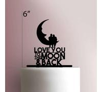 Decoración acrílica para tarta, diseño con texto en inglés "Love You to the Moon and Back", 20,3 cm de ancho, color