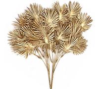 Decoración artificial de plantas doradas, paquetes falsos de Boston, de plástico, hojas sintéticas, tallos de palma tropicales para interiores y exteriores, hogar, fiesta, Navidad, boda, decoración de Navidad, color dorado, paquete de 2