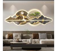 Decoración artística 3D con luz LED, lámpara Zen, Pintura China para Sala de Estar, luz Zen para el hogar, para sobre el sofá, Fondo F 60-180 cm