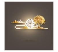 Decoración artística con reloj Cuadro decorativo de árbol de la fortuna con luz LED y reloj, luz de pared moderna 3D, relojes de pared grandes silenciosos que no hacen tictac, escultura artística colg