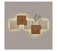 Decoración artística con reloj Lámpara de pared grande decorativa con reloj y control remoto for sala de estar, lámpara de pared cuadrada moderna 3D que no hace tictac, relojes de pared cuadrados sile