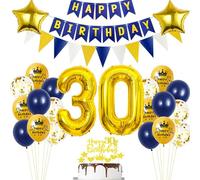Decoracion azul 30 cumpleaños hombre mujer,globos 30 cumpleaños oro azul,decoracion fiesta 30 cumpleaños hombre,Globos Cumpleãnos 30 oro azul,decoracion tarta cumpleaños 30 años hombre,globo 30 años