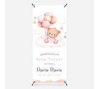 Decoración Baby Shower Niña y Niño | Photocall con Fecha y Nombre del Futuro Bebé Personalizables - Fiesta de Revelacion Sexo Bebe (Modelo 3)