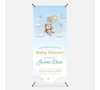 Decoración Baby Shower Niña y Niño | Photocall con Fecha y Nombre del Futuro Bebé Personalizables - Fiesta de Revelacion Sexo Bebe (Modelo 2)