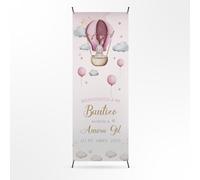Decoracion Bautizo Niña o Niño - Photocall Bautizo Personalizado Infantil - Pancarta Mi Bautizo de 70x180cm - Personalización Única con Nombre y Fecha Personalizables o Foto - 11 Modelos (Modelo 1)