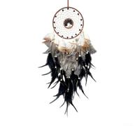 Decoración bohemia para atrapasueños con racimos de plumas y puntos de cristal para colgar en la pared o puerta (negro)