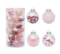 Decoracion Bolas De Navidad Pink Christmas Bolas Adornos Ornamentos a Prueba de fragmentos Navidad Decoraciones for la decoración Fiesta Boda Vacaciones, 24pcs Adornos Colgantes