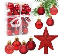 Decoracion Bolas de Navidad Rojo 3CM, 30 pcs, Mini Adornos, Esferas de Plastico, Regalos Colgantes