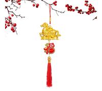 Decoración Caballo | Caballo de la Suerte Dorado en 3D,Decoración de Año Nuevo Lunar Chino de Buena Suerte y Prosperidad con Borlas | para Colgar en Pared Ventana Hogar Celebración Navideña