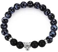 Decoración Cabeza de Leopardo Piedra Volcánica 8mm Círculo Geométrico Cuentas Pulseras Unisex