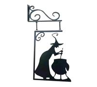 Decoración Caldero De Bruja, Colgantes Metálicos De Caldera De Bruja para Halloween, Decoración de Pared Esculturas Señales para Fiestas Suministros Exterior Hogar Patio Jardín Vacaciones