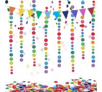 Decoracion Carnaval Set - Redonda Guirnalda de Círculos de Papel, Confeti Brillante, Colgante Banderines Decorativos para Fiestas en el Jardín, Bodas, Cumpleaños