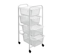Metaltex - Carro multiuso MIAMI - 4 cestas extraíbles, con ruedas - Blanco - 83x38x30 cm