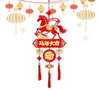 Decoración china de Año Nuevo - Lightweight Blessing Horse Charm Decor, High-Performance, Tassels Wall Window Home, Tree Party Celebration | Blessing Wall Window Home Tree Party Celebration