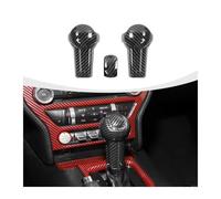 Decoración Coche Interior Para Ford para Mustang 2015-2019 3 unids/set Auto Interior tapa pomo de cambio cubierta embellecedora Rojo Negro diseño fibra carbono Interior Coche(Style 3 Carbon Fiber)