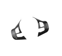 Decoración Coche Interior Para Peugeot 208 2015-2019 ABS Panel de volante de coche decoración cubierta embellecedora pegatina Interior Coche(2Pcs Carbon Black)