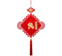 Decoración colgante de Año Nuevo lunar 2026, adorno tradicional de nudo fu, pancarta de franela roja para fondo de cabina de fotos de fiesta, 47 x 99 cm (fortuna de flor de ciruelo)