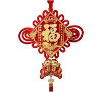 Decoración colgante de borla de nudo chino para celebración de Año Nuevo 2026 con simbolismo tradicional y construcción de franela vibrante para hogares (E)