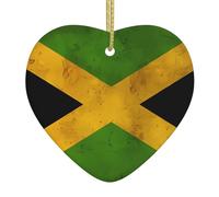 Decoración colgante de corazón de cerámica con bandera de Jamaica antigua para festivales, decoración de árbol de Navidad y adornos