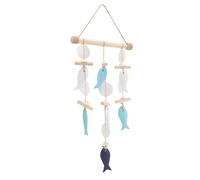 Decoración Colgante de la Pared del Mar Artesanal del Viento del Viento para el Viento para la Cocina para el Hogar, Pescado de Cáñamo de Madera Sólida para la Terraza de la Playa, Sala de Estar o