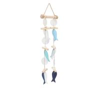 Decoración Colgante de la Pared del Mar Artesanal del Viento del Viento para el Viento para la Cocina para el Hogar, Pescado de Cáñamo de Madera Sólida para la Terraza de la Playa, Sala de Estar o