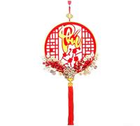 Decoración colgante de madera hecha a mano con flor de ciruelo vietnamita para Tet Lunar Año Nuevo Festival ornamento tradicional oro rojo arte de pared para el hogar 38 x 90 cm (bendición)
