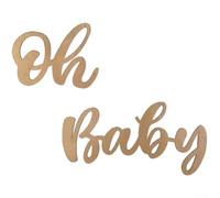 Decoración colgante de madera rústica para Oh Baby para el área del libro de invitados de boda, decoración de mesa de invitados de 40 x 20 cm (modelo de color registro)
