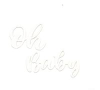 Decoración colgante de madera rústica para Oh Baby para el área del libro de invitados de boda, decoración de mesa de invitados de 40 x 20 cm (estilo blanco)
