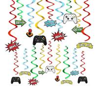 Decoración Colgante de Videojuegos - 28 Piezas Decoración de Fiesta de Juegos para Niños Suministros de la Fiesta de Cumpleaños Remolinos Colgantes Guirnaldas Espirales Decoración de Techo